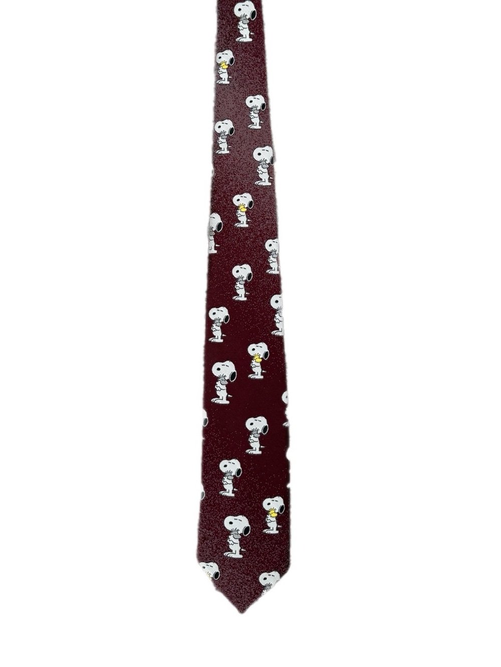 Vintage 90s Men's Burgundy Snoopy Print Silk Tie